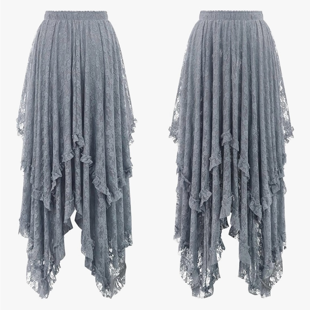 Free People Gray Lace Maxi Skirt